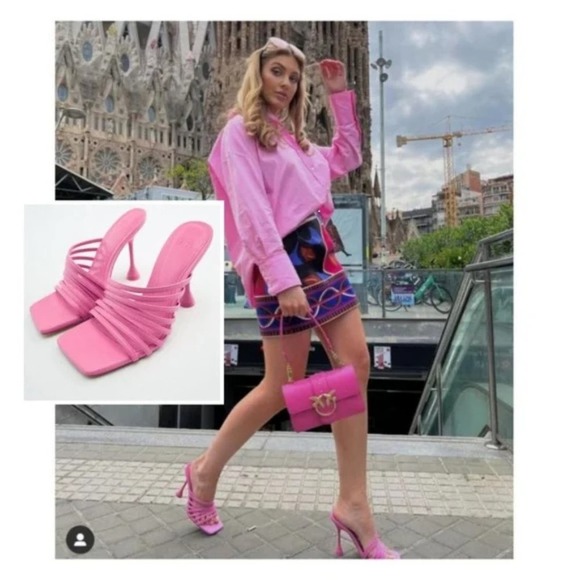 Zara Shoes - Zara Pink Slip On High Heel Sandal